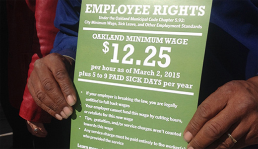 Oakland workers celebrate new minimum wage