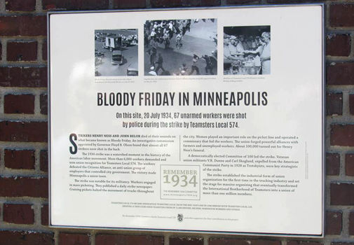 Plaque marks site where Minneapolis cops fired on striking workers