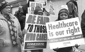 Health care workers demand health care