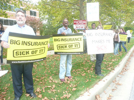 Health care rallies: ‘Big Insurance Makes Me Sick!’