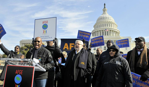 Government workers march on Capitol Hill
