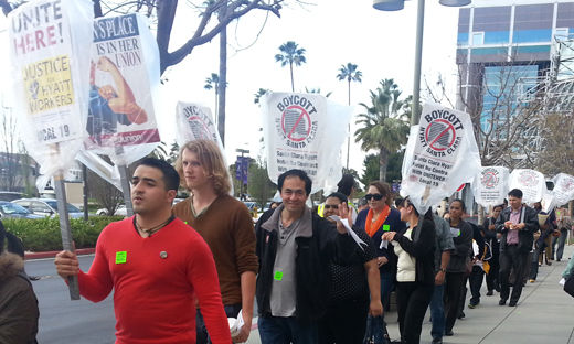 Union and community members hit Hyatt for union-busting