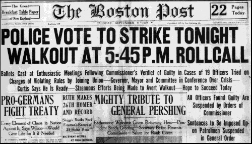 Today in labor history: 1919 Boston police strike