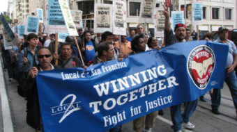 San Francisco hotel workers take to the streets