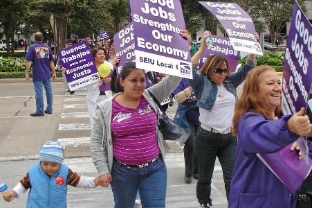 Houston janitors rally for union contract