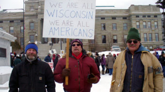 Braving bitter cold, Montana capital rally backs Wisconsin workers
