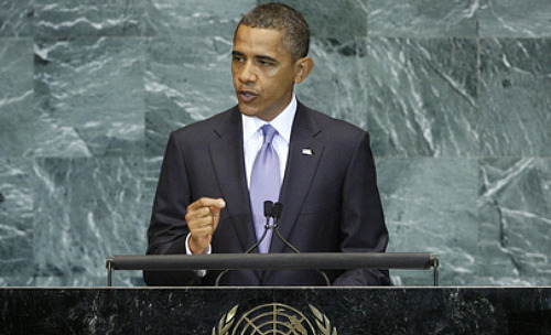 At UN, Obama highlights break with Bush policies