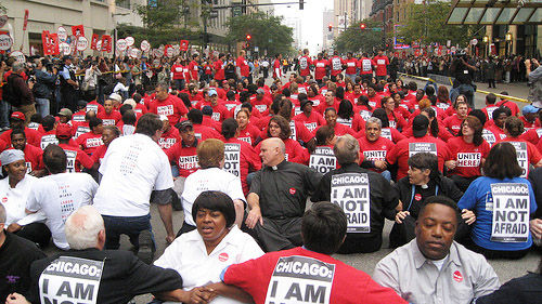 Hotel workers stage sit-in at Hyatt