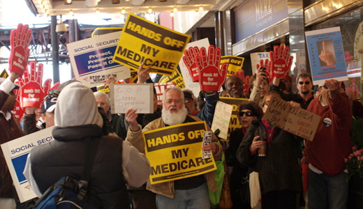 Chicago protesters swamp Ryan over Medicare attack