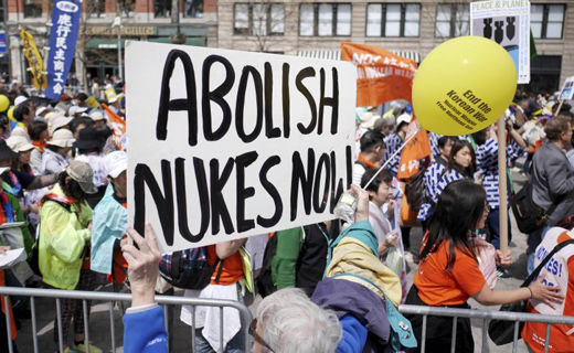 “Peace and planet” marchers at UN: “No more nukes!”