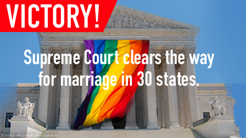 Court’s order effectively makes gay marriage legal now in 30 states