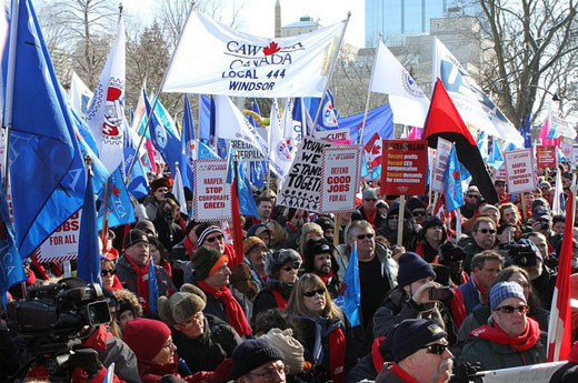 Canada’s conservative government presses anti-union bill