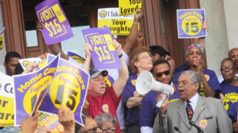 Low wage workers rally at Connecticut state capitol