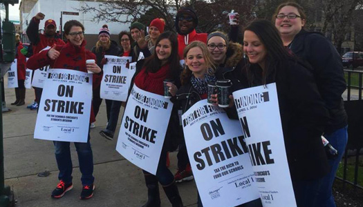 Thousands out on the picket lines at Chicago schools today