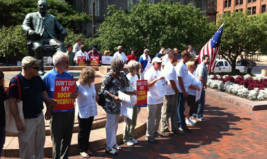 Ohioans “chain” Cleveland Public Square to protest Social Security cuts