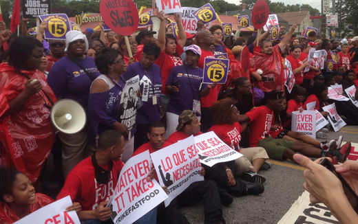 McDonald’s workers block streets during nationwide wage protests