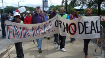 Labor Day protestors demand jobs and fair trade deals