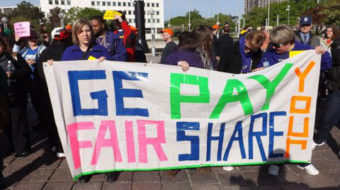 Protesters demand GE pay its taxes