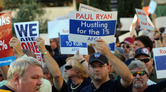 Federal union protests GOP Ryan: He hustles for the 1%