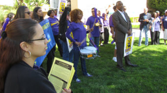 L.A. healthcare security workers demonstrate