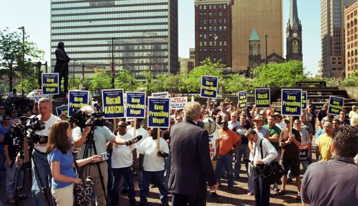 Ohioans rally for jobs, rights, Boehner locks them out