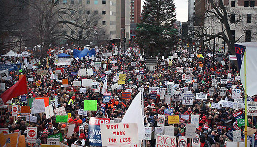 30,000 protest “right to work” for less in Michigan