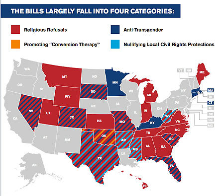 Anti-LGBT bills introduced in 28 states
