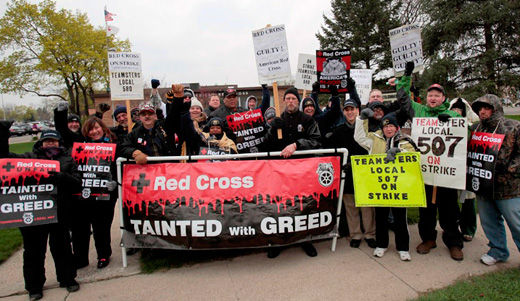 Striking Red Cross workers’ life blood on the line