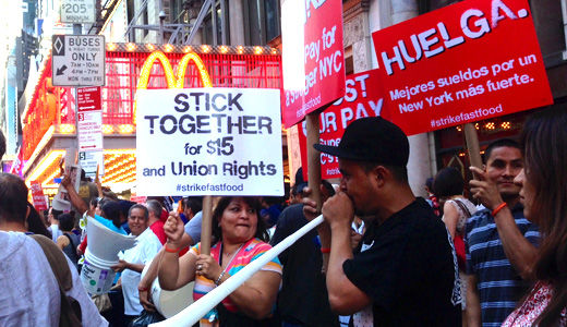 Fast food workers rally in Times Square