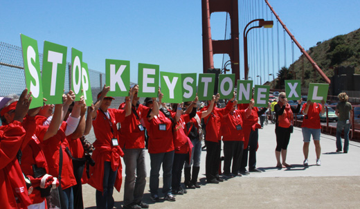 Nurses march across Golden Gate Bridge to protest Keystone