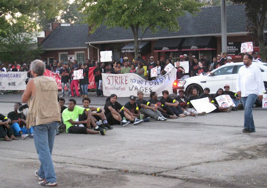 Detroit fast food workers arrested during strike for wages and union