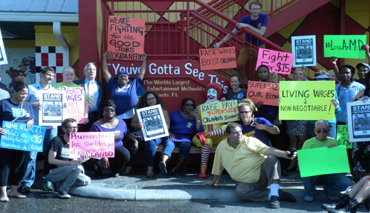 Central Floridians protest low wages at the world’s largest McDonald’s