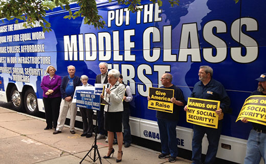“Put the middle class first” bus tour rolls into Connecticut