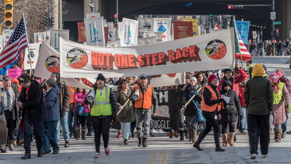 Thousands March in Milwaukee to Defend Immigrant & Refugee Rights