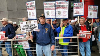 Workers rally to back pension protection bill