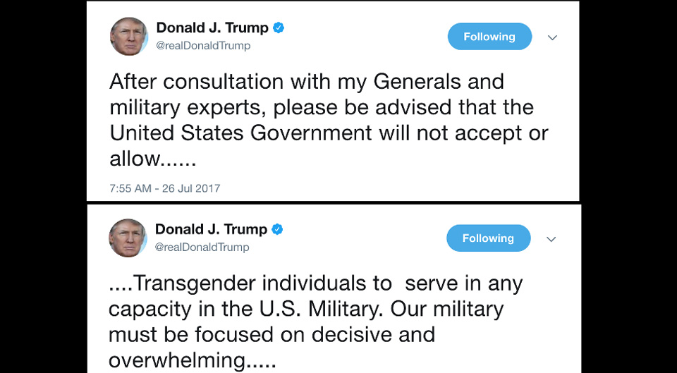 Transgender military members sue Trump over ban