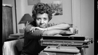 “Lorraine Hansberry: Sighted Eyes/Feeling Heart”: Portrait in black and red