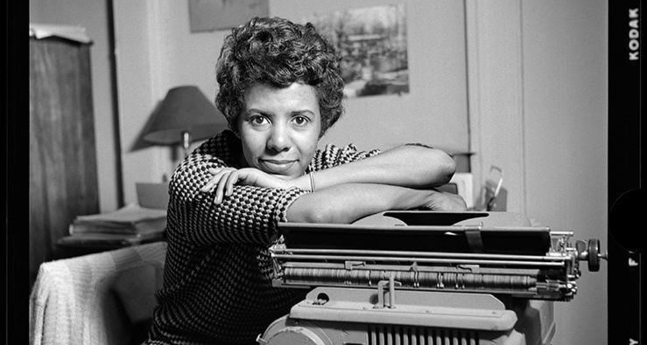 “Lorraine Hansberry: Sighted Eyes/Feeling Heart”: Portrait in black and red