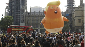Britain greets Trump with mass protests