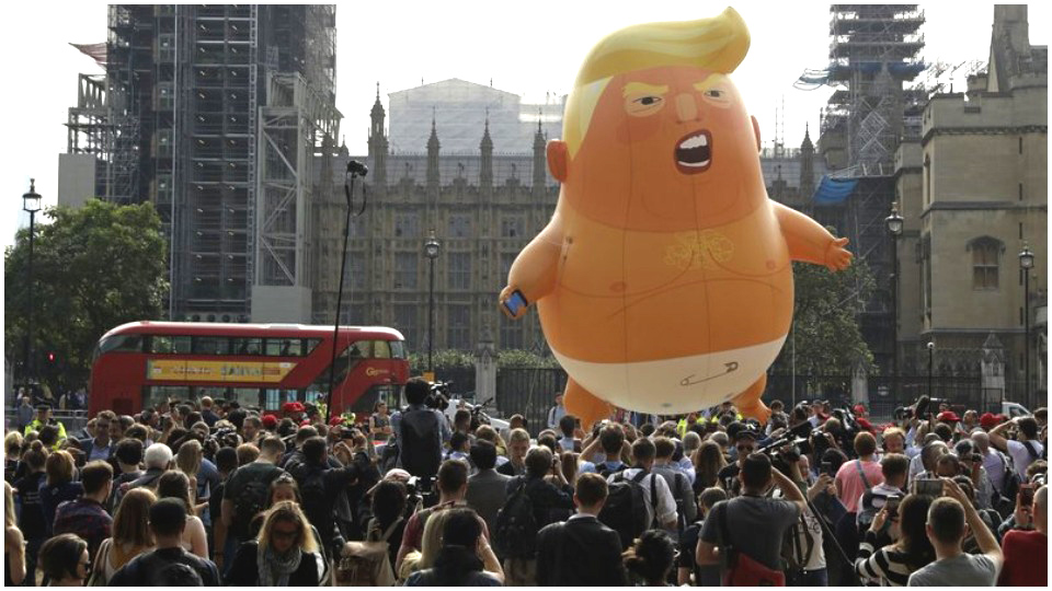 Britain greets Trump with mass protests