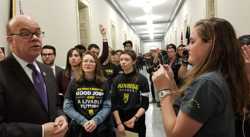 “Sunrise” youth in DC demand quick Dem action to save planet