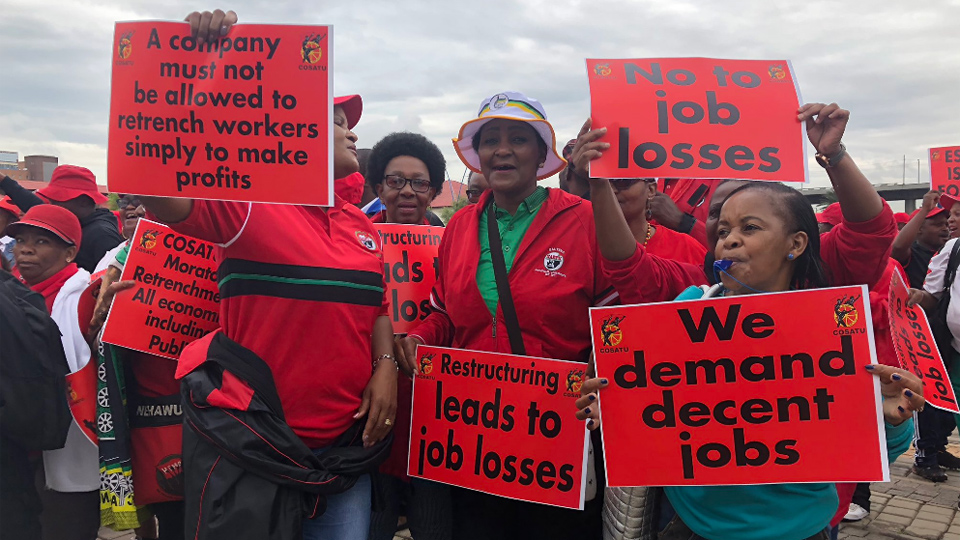 South African unions on national strike over job losses