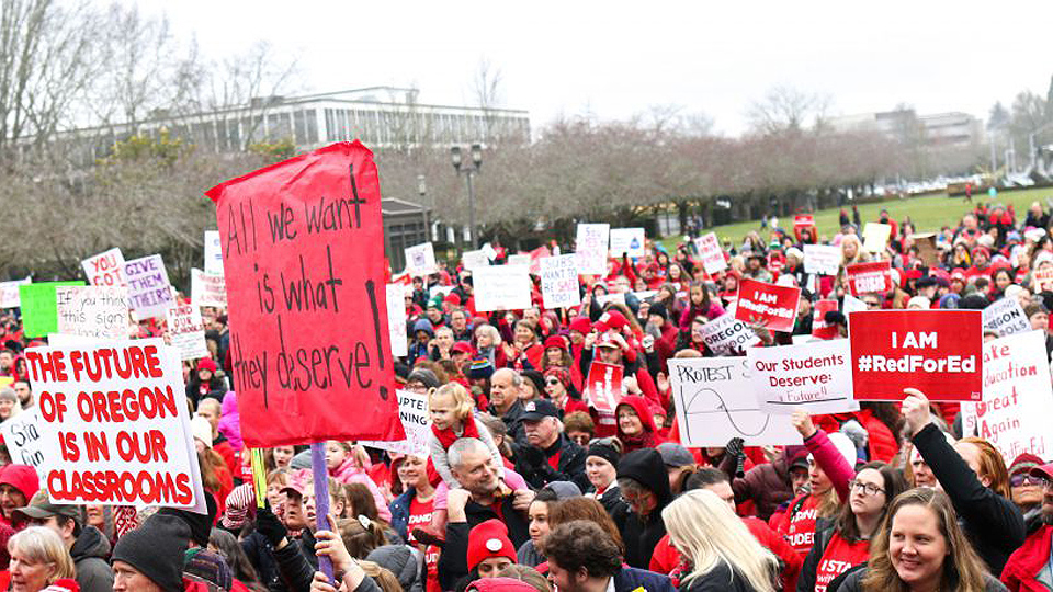 Oregon teachers, parents, students walk out to demand more school dollars