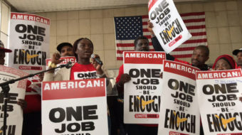 ‘One job should be enough’—Airline food workers take their struggle public