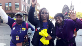 Striking Chicago school bus aides fight poverty wages