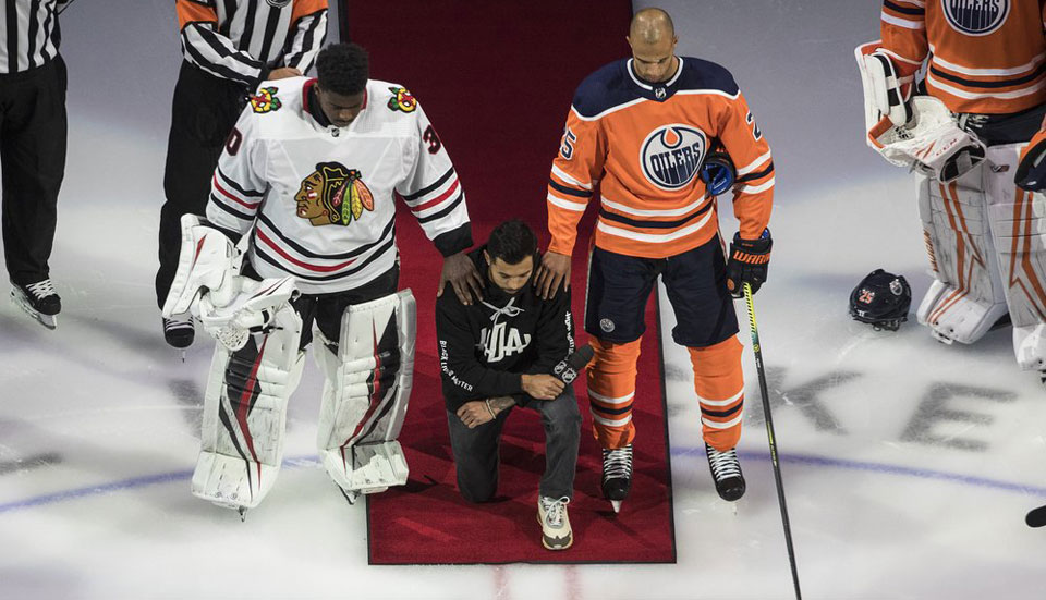 Black Lives Matter takes center ice in a historic moment for the NHL