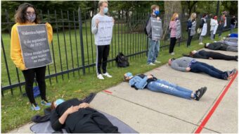 Northwestern food workers ‘die-in’ for COVID protections