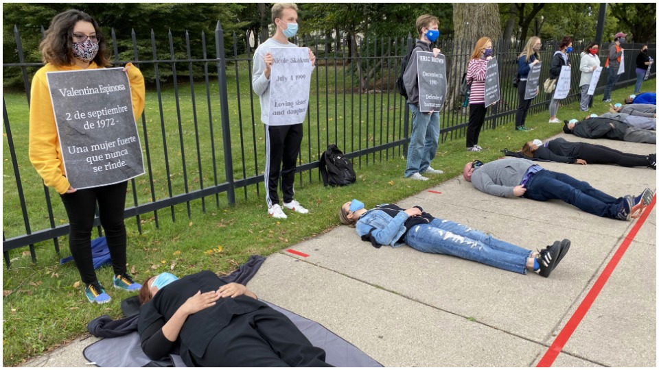 Northwestern food workers ‘die-in’ for COVID protections