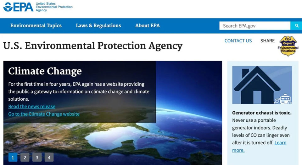 Words ‘climate’ and ‘science’ return to EPA website after four dark years under Trump