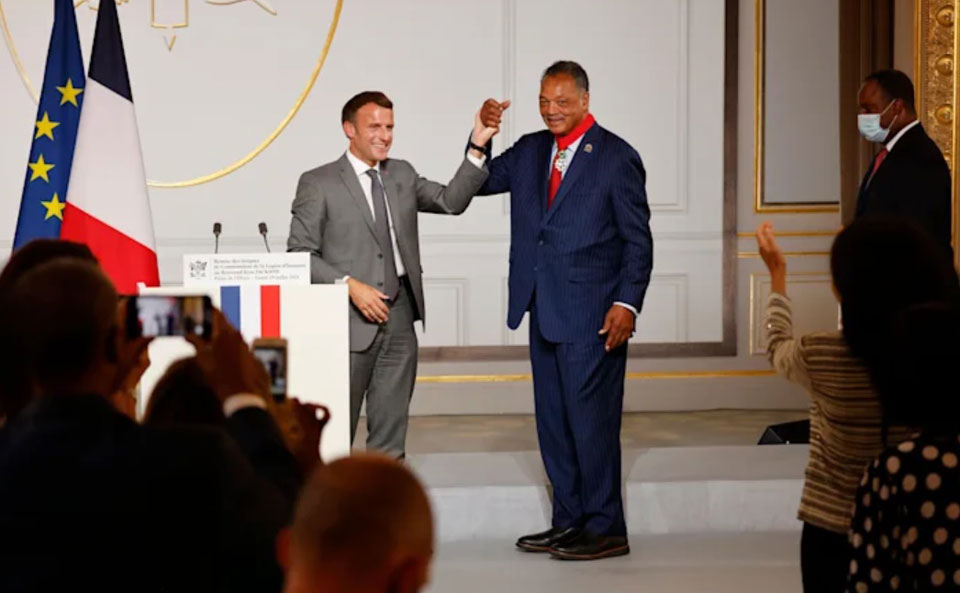 French president honors U.S. civil rights icon Jesse Jackson